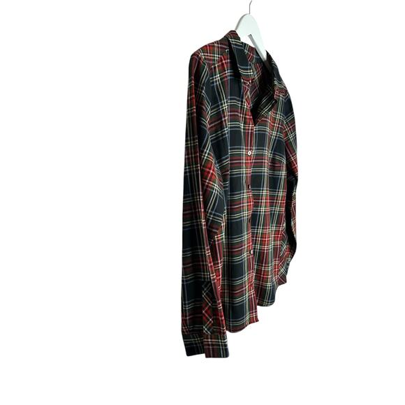 J. Jill Stewart Tartan Cotton Poplin Holiday Button Down Blouse Top Size Medium - Picture 7 of 11